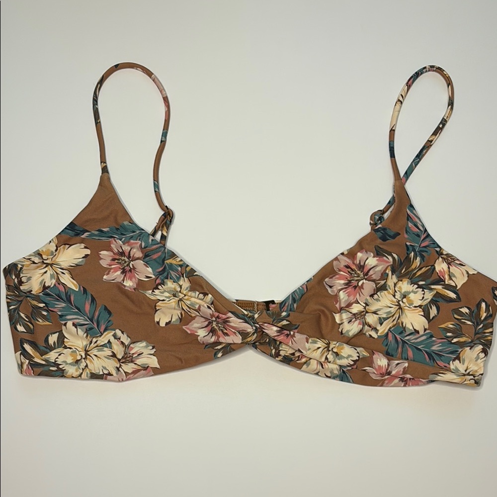 Oneill Floral Twist Bralette Bikini Top - Brown Floral